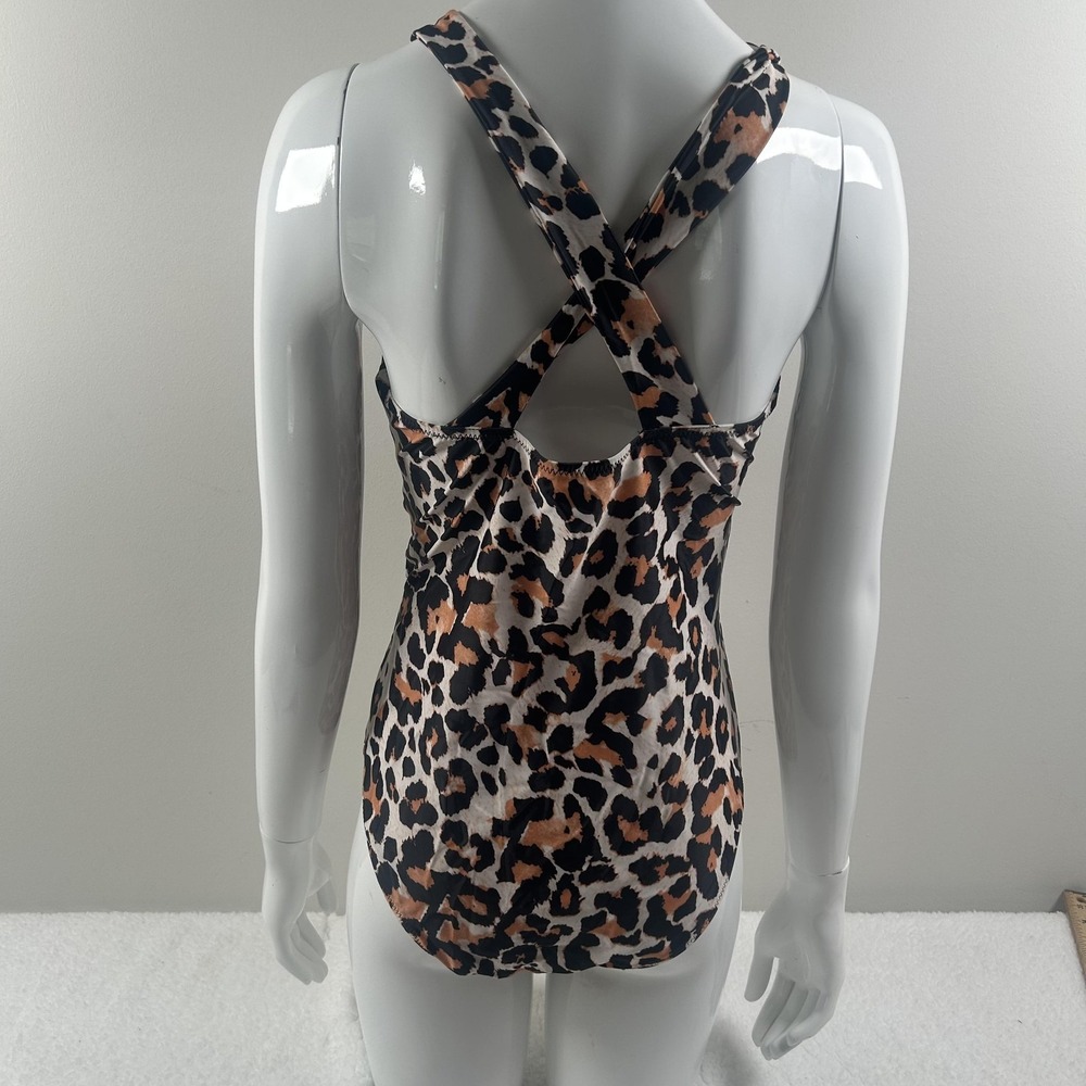 Tempt Me Swimsuit Womens Medium Leopard Print One Piece Plunge Crossback Wrap - Picture 2 of 16